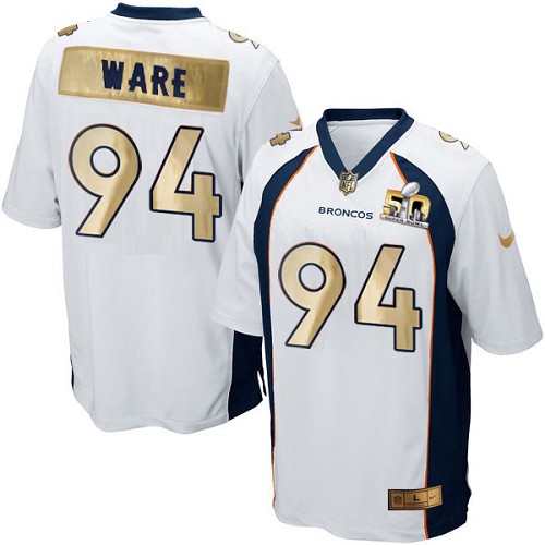 Men's Game DeMarcus Ware Nike Jersey White - #94 Super Bowl 50 Collection NFL Denver Broncos